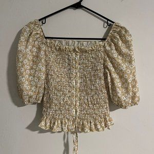 Yellow (White Flower) Adjustable Shirt